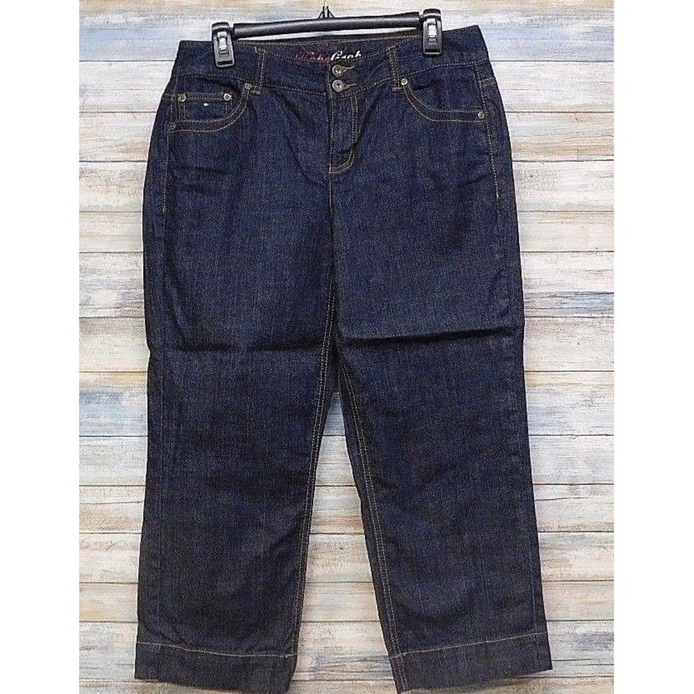 Tommy Hilfiger Women Hope Crop Capri High Rise Dark Wash Denim Jeans Size 8 Boho